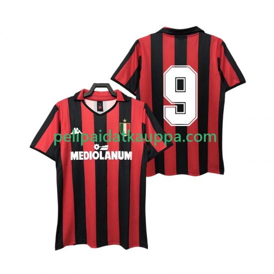 AC Milan 9 1988 1989 Retro Koti Fanipelipaita (Miehet) Lyhythihainen AC Milan 9 1988 1989 Retro Koti Fanipelipaita (Miehet) Lyhythihainen