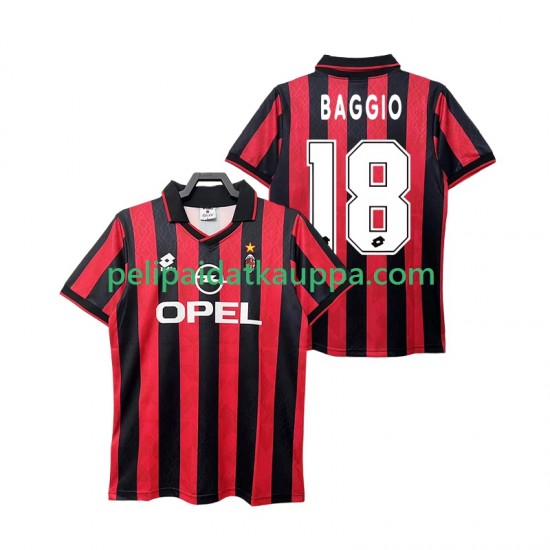 AC Milan BAGGIO 18 1995 1996 Retro Koti Fanipelipaita (Miehet) Lyhythihainen AC Milan BAGGIO 18 1995 1996 Retro Koti Fanipelipaita (Miehet) Lyhythihainen