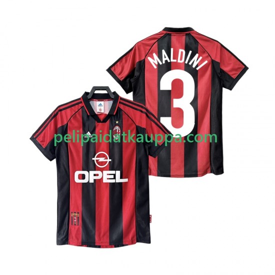AC Milan MALDINI 3 Retro Koti Fanipelipaita (Miehet) 1998 1999 Lyhythihainen