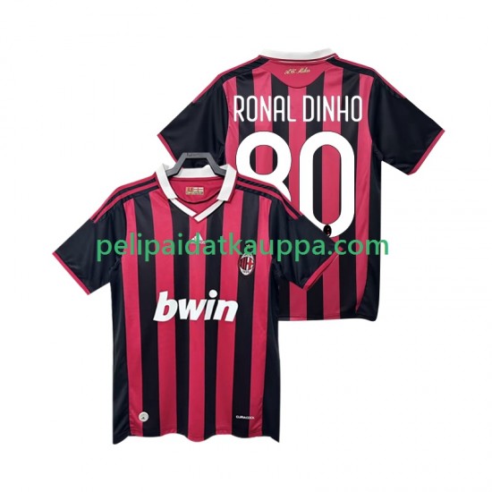 AC Milan RONALDINHO 80 2009 Retro Koti Fanipelipaita (Miehet) 2010 Lyhythihainen