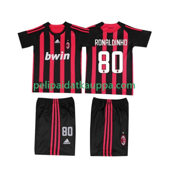 AC Milan RONALDINHO 80 2009 Retro Koti Fanipelipaita (Lasten) 2008 Lyhythihainen AC Milan RONALDINHO 80 2009 Retro Koti Fanipelipaita (Lasten) 2008 Lyhythihainen