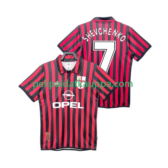 AC Milan SHEVCHENKO 7 2000 Retro Koti Fanipelipaita (Miehet) 1999 Lyhythihainen