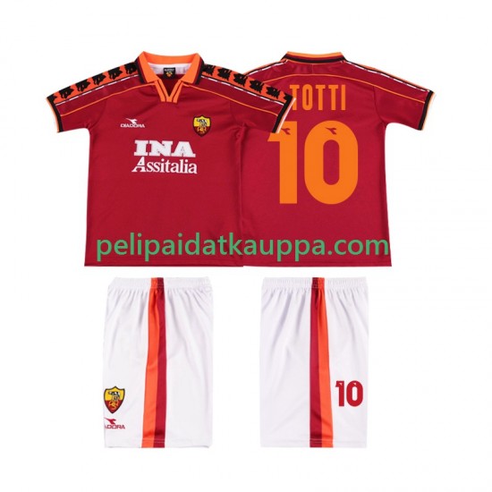 AS Roma TOTTI 10 Retro Koti Fanipelipaita (Lasten) 1998 1999 Lyhythihainen