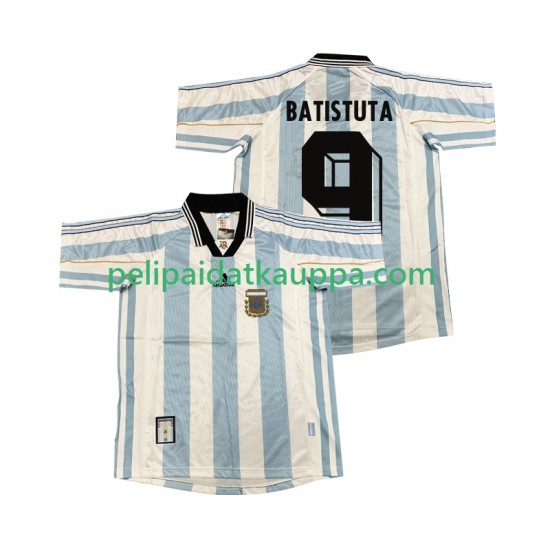 Argentiina BATISUTA 9 Retro Koti Fanipelipaita (Miehet) 1998 Lyhythihainen