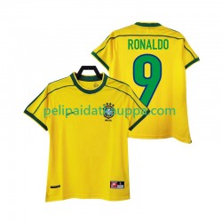 Brasilia RONALDO 9 Retro Koti Fanipelipaita (Miehet) 1998 Lyhythihainen