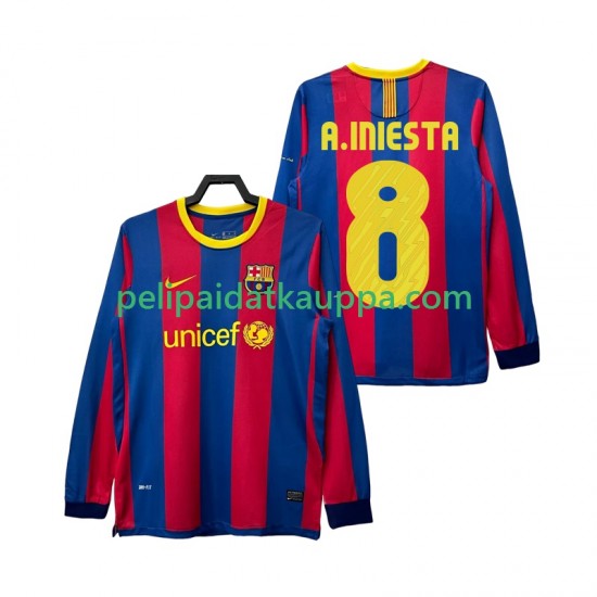 FC Barcelona A INIESTA 8 Retro Koti Fanipelipaita (Miehet) 2011 2010 Pitkähihainen