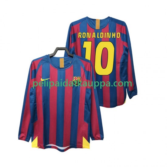 FC Barcelona RONALDINHO 10 2005 Retro Koti Fanipelipaita (Miehet) 2006 Pitkähihainen