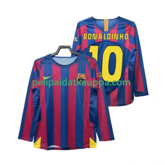 FC Barcelona RONALDINHO 10 Champions League 2005 Retro Koti Fanipelipaita (Miehet) 2006 Pitkähihainen