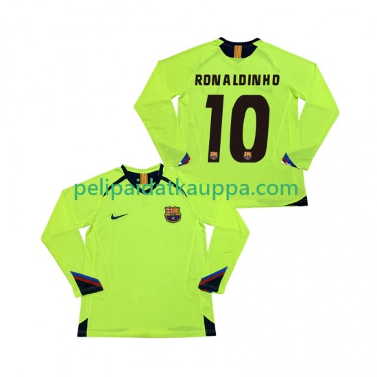 FC Barcelona RONALDINHO 10 2005 Retro Vieras Fanipelipaita (Miehet) 2006 Pitkähihainen