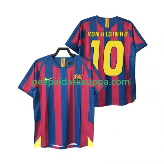 FC Barcelona RONALDINHO 10 2005 Retro Koti Fanipelipaita (Miehet) 2006 Lyhythihainen