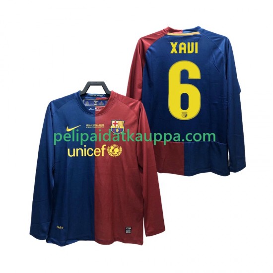 FC Barcelona XAVI 6 Champions League 2009 Retro Koti Fanipelipaita (Miehet) 2008 Pitkähihainen