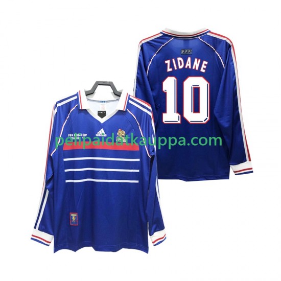 Ranska ZIDANE 10 Retro Koti Fanipelipaita (Miehet) 1998 Pitkähihainen