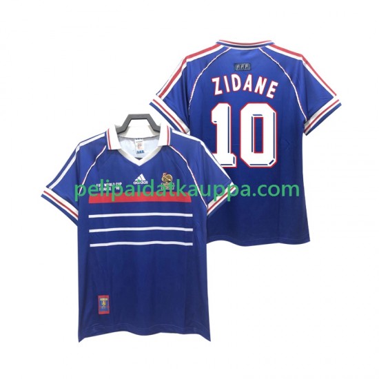 Ranska ZIDANE 10 Retro Koti Fanipelipaita (Miehet) 1998 Lyhythihainen Ranska ZIDANE 10 Retro Koti Fanipelipaita (Miehet) 1998 Lyhythihainen