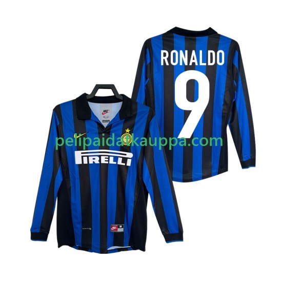 Inter Milan Ronaldo 9 Retro Koti Fanipelipaita (Miehet) 1998 1999 Pitkähihainen Inter Milan Ronaldo 9 Retro Koti Fanipelipaita (Miehet) 1998 1999 Pitkähihainen