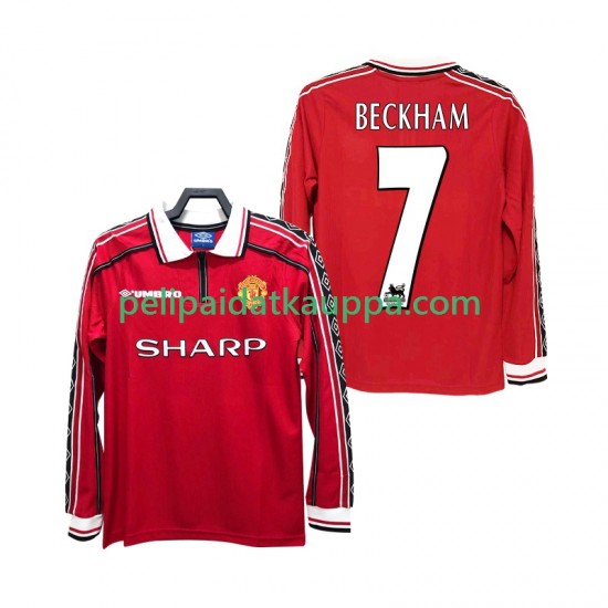 Manchester United BECKHAM 7 Retro Koti Fanipelipaita (Miehet) 1998 1999 Pitkähihainen Manchester United BECKHAM 7 Retro Koti Fanipelipaita (Miehet) 1998 1999 Pitkähihainen