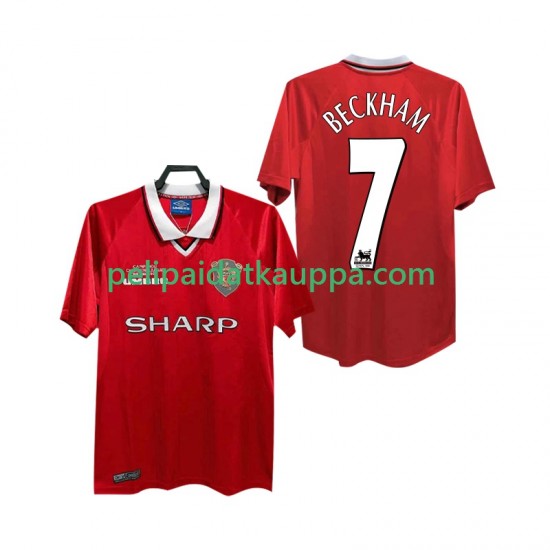 Manchester United BECKHAM 7 2000 Retro Koti Fanipelipaita (Miehet) 1999 Lyhythihainen