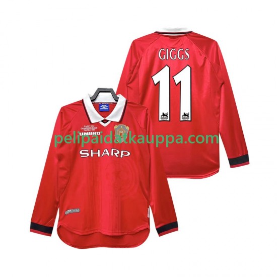 Manchester United Giggs 11 2000 Retro Koti Fanipelipaita (Miehet) 1999 Pitkähihainen