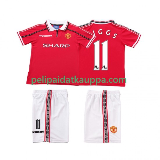 Manchester United Giggs 11 Retro Koti Fanipelipaita (Lasten) 1998 1999 Lyhythihainen