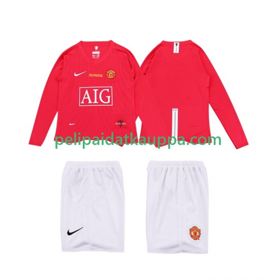 Manchester United Premier League 2009 Retro Koti Fanipelipaita (Lasten) 2008 Pitkähihainen
