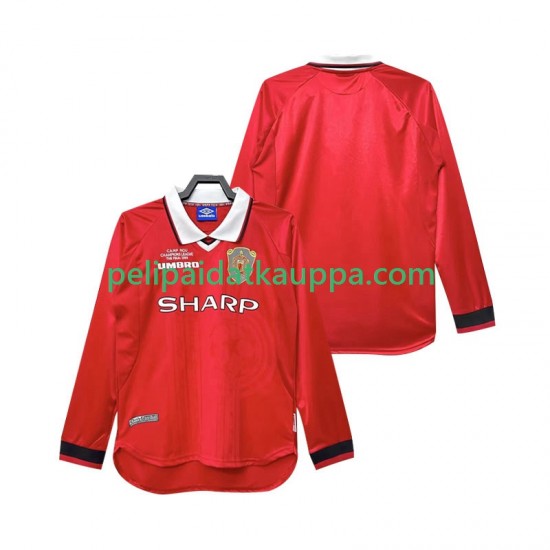 Manchester United 2000 Retro Koti Fanipelipaita (Miehet) 1999 Pitkähihainen