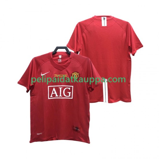 Manchester United 2007 Retro Koti Fanipelipaita (Miehet) 2008 Lyhythihainen