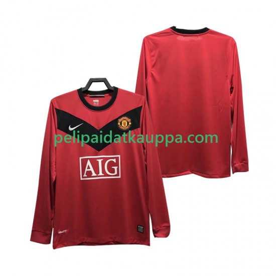 Manchester United 2009 Retro Koti Fanipelipaita (Miehet) 2010 Pitkähihainen