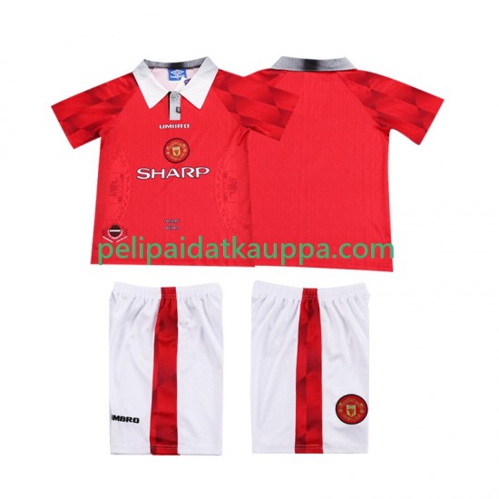 Manchester United 1996 1997 Retro Koti Fanipelipaita (Lasten) Lyhythihainen