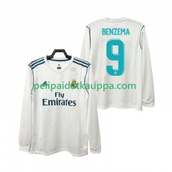 Real Madrid BENZEMA 9 2017 2018 Retro Koti Fanipelipaita (Miehet) Pitkähihainen