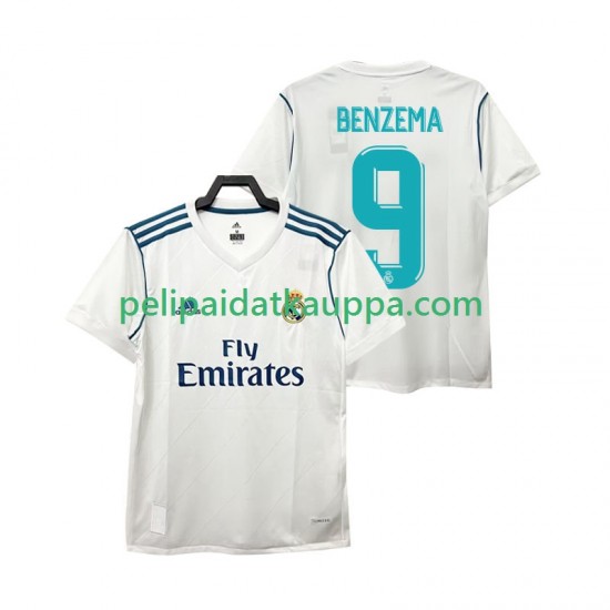 Real Madrid BENZEMA 9 2017 2018 Retro Koti Fanipelipaita (Miehet) Lyhythihainen