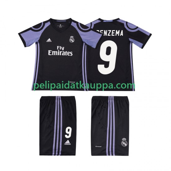 Real Madrid BENZEMA 9 2016 2017 Retro Kolmas Fanipelipaita (Lasten) Lyhythihainen