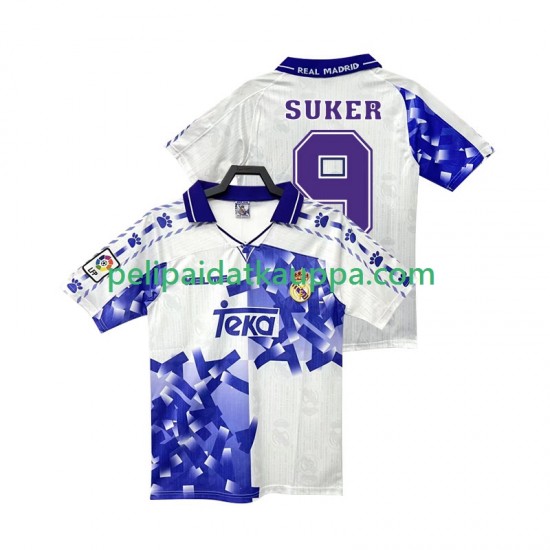 Real Madrid SUKER 9 1996 1997 Retro Kolmas Fanipelipaita (Miehet) Lyhythihainen Real Madrid SUKER 9 1996 1997 Retro Kolmas Fanipelipaita (Miehet) Lyhythihainen