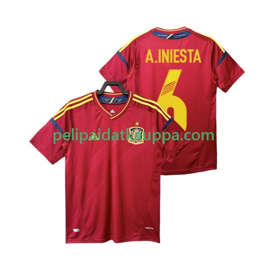 Espanja Andres Iniesta 6 2012 Retro Koti Fanipelipaita (Miehet) Lyhythihainen