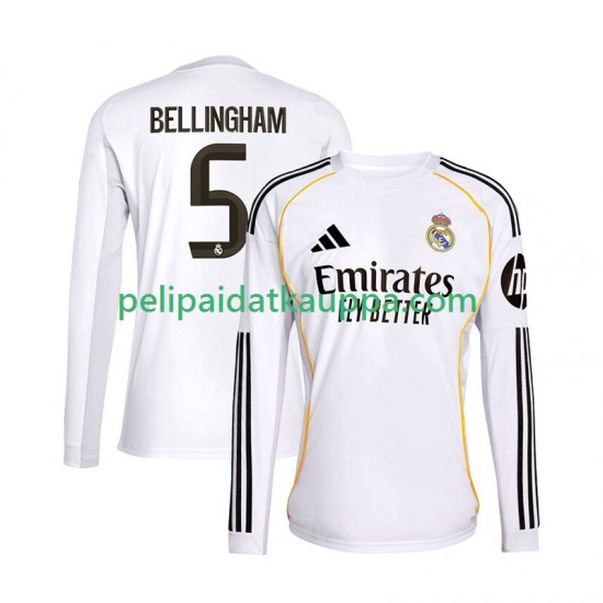 Real Madrid Jude Bellingham 5 Koti Fanipelipaita (Miehet) 2025-2026 Pitkähihainen Real Madrid Jude Bellingham 5 Koti Fanipelipaita (Miehet) 2025-2026 Pitkähihainen