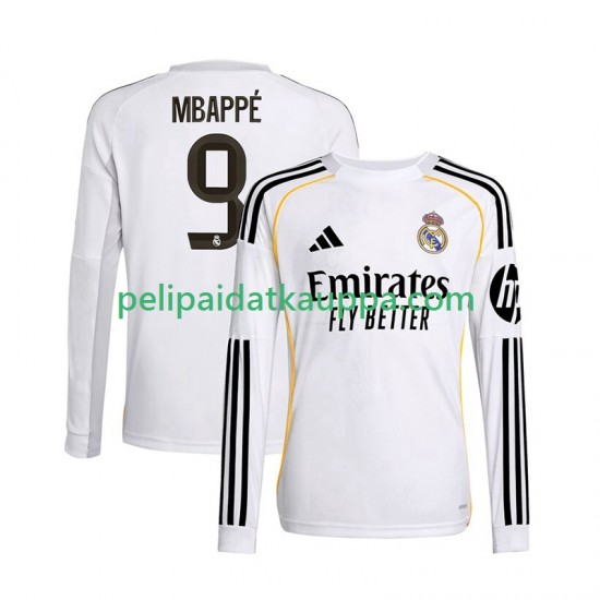 Real Madrid Mbappé Kylian 9 Koti Fanipelipaita (Miehet) 2025-2026 Pitkähihainen Real Madrid Mbappé Kylian 9 Koti Fanipelipaita (Miehet) 2025-2026 Pitkähihainen
