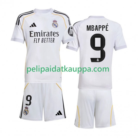 Real Madrid Mbappé Kylian 9 Koti Fanipelipaita (Lasten) 2025-2026 Lyhythihainen Real Madrid Mbappé Kylian 9 Koti Fanipelipaita (Lasten) 2025-2026 Lyhythihainen