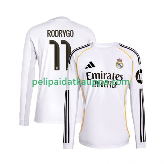 Real Madrid Rodrygo 11 Koti Fanipelipaita (Miehet) 2025-2026 Pitkähihainen Real Madrid Rodrygo 11 Koti Fanipelipaita (Miehet) 2025-2026 Pitkähihainen