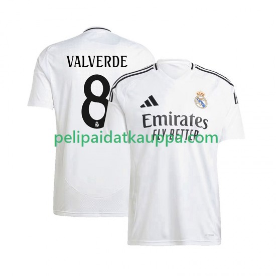 Real Madrid Federico Valverde 8 Koti Fanipelipaita (Miehet) 2024-2025 Lyhythihainen Real Madrid Federico Valverde 8 Koti Fanipelipaita (Miehet) 2024-2025 Lyhythihainen