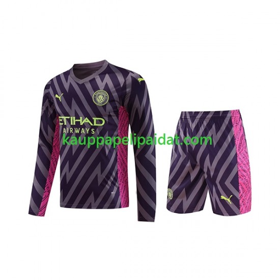 Manchester City Maalivahdin Vieras Fanipelipaita (Lasten) 2023-2024 Pitkähihainen