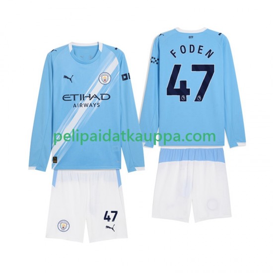Manchester City Phil Foden 47 Koti Fanipelipaita (Lasten) 2025-2026 Pitkähihainen
