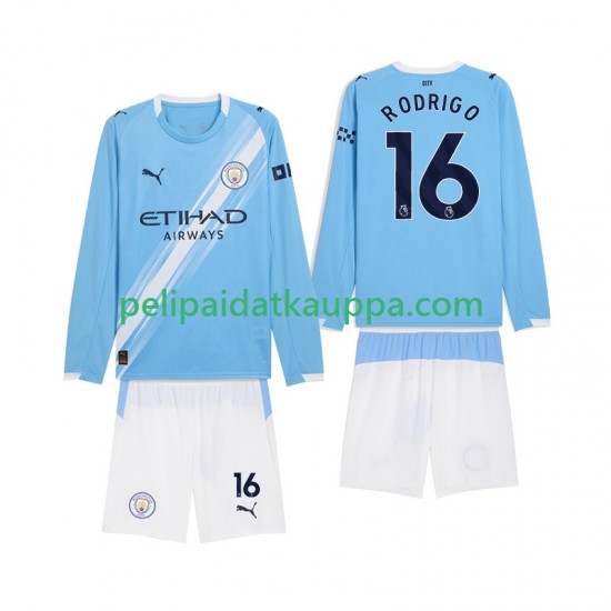 Manchester City Rodrigo Hernandez 16 Koti Fanipelipaita (Lasten) 2025-2026 Pitkähihainen