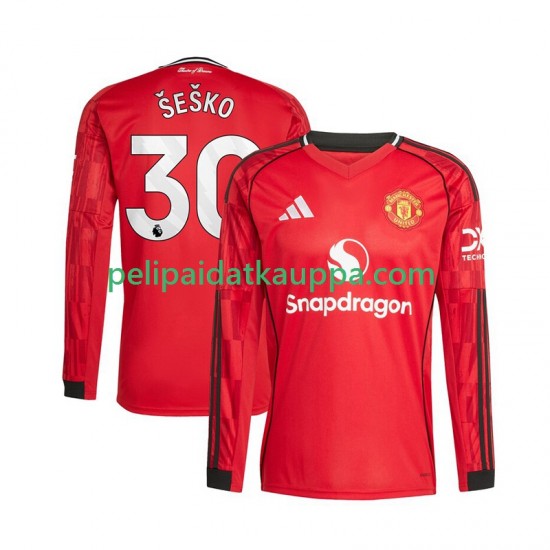 Manchester United Benjamin Sesko 30 Koti Fanipelipaita (Miehet) 2025-2026 Pitkähihainen