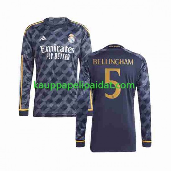 Real Madrid Jude Bellingham 5 Vieras Fanipelipaita (Miehet) 2023-2024 Pitkähihainen Real Madrid Jude Bellingham 5 Vieras Fanipelipaita (Miehet) 2023-2024 Pitkähihainen