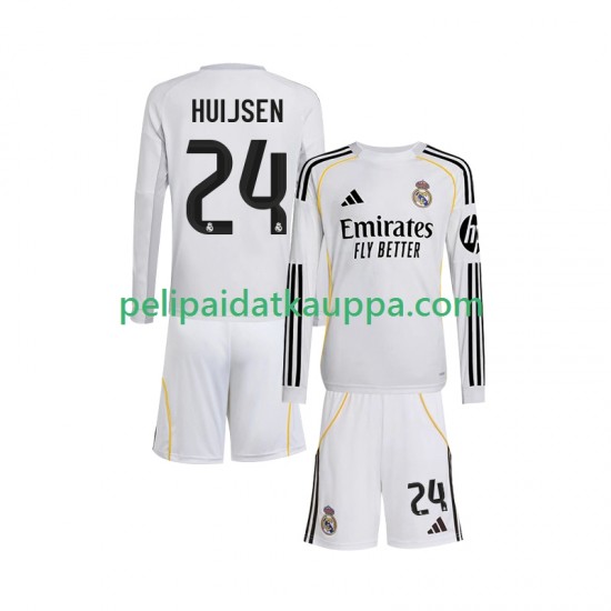 Real Madrid Huijsen 24 Koti Fanipelipaita (Lasten) 2025-2026 Pitkähihainen