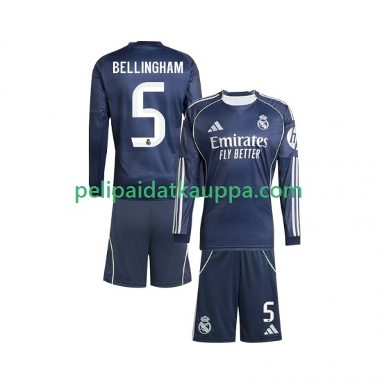 Real Madrid Jude Bellingham 5 Vieras Fanipelipaita (Lasten) 2025-2026 Pitkähihainen Real Madrid Jude Bellingham 5 Vieras Fanipelipaita (Lasten) 2025-2026 Pitkähihainen