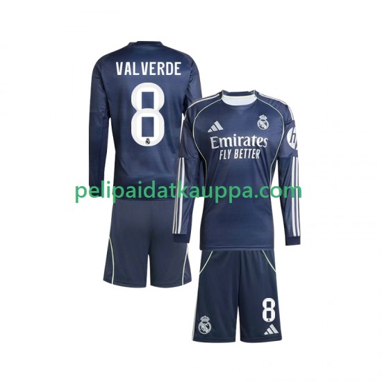Real Madrid Valverde 8 Vieras Fanipelipaita (Lasten) 2025-2026 Pitkähihainen Real Madrid Valverde 8 Vieras Fanipelipaita (Lasten) 2025-2026 Pitkähihainen