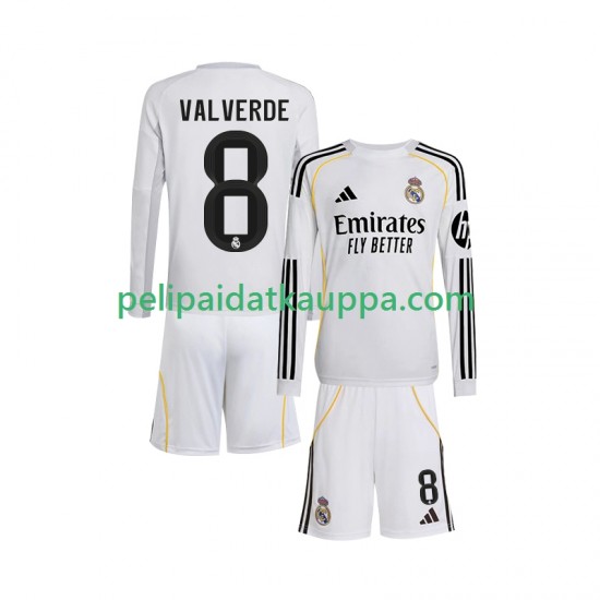 Real Madrid Valverde 8 Koti Fanipelipaita (Lasten) 2025-2026 Pitkähihainen Real Madrid Valverde 8 Koti Fanipelipaita (Lasten) 2025-2026 Pitkähihainen